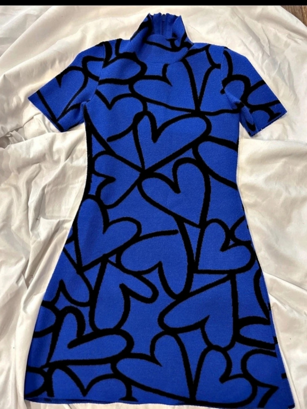 Anthropologie Abstract Mini Dress in Blue & Black Size XS